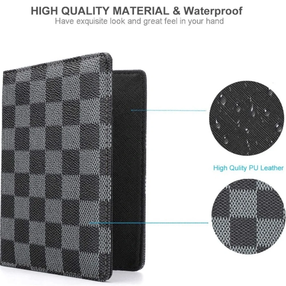 Lux MEN’S BLACK checkered  RFID Passport Holder